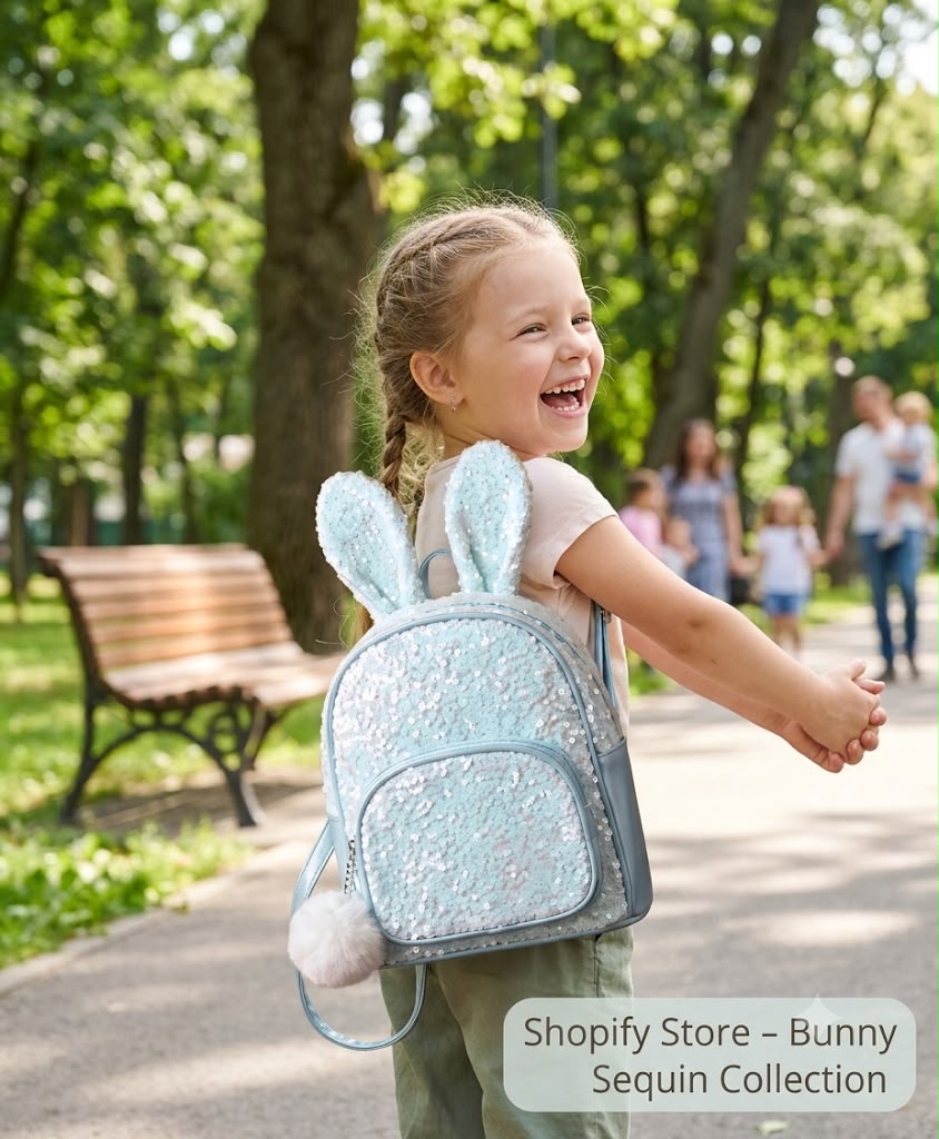Bunny ears sequin backpack