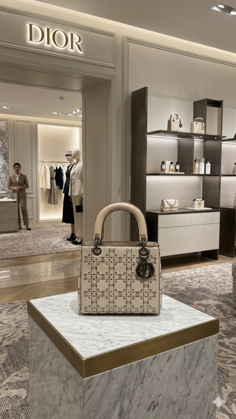 Chr  Dor studded lady Dior bag