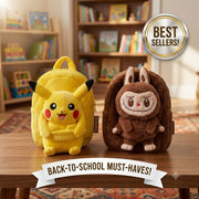 2 in 1 kids plush labubu and pickachu backpack