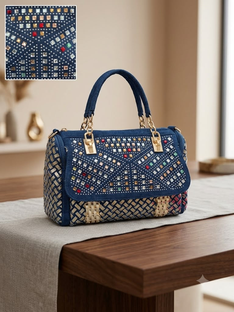 Denim Embellished Bag