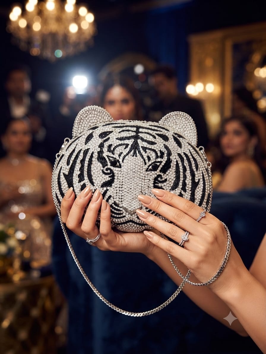 Tiger rhinestone clutch
