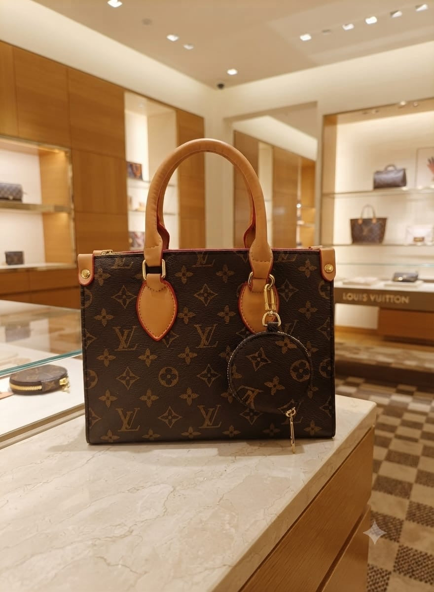 Luxury tote with coin pouch