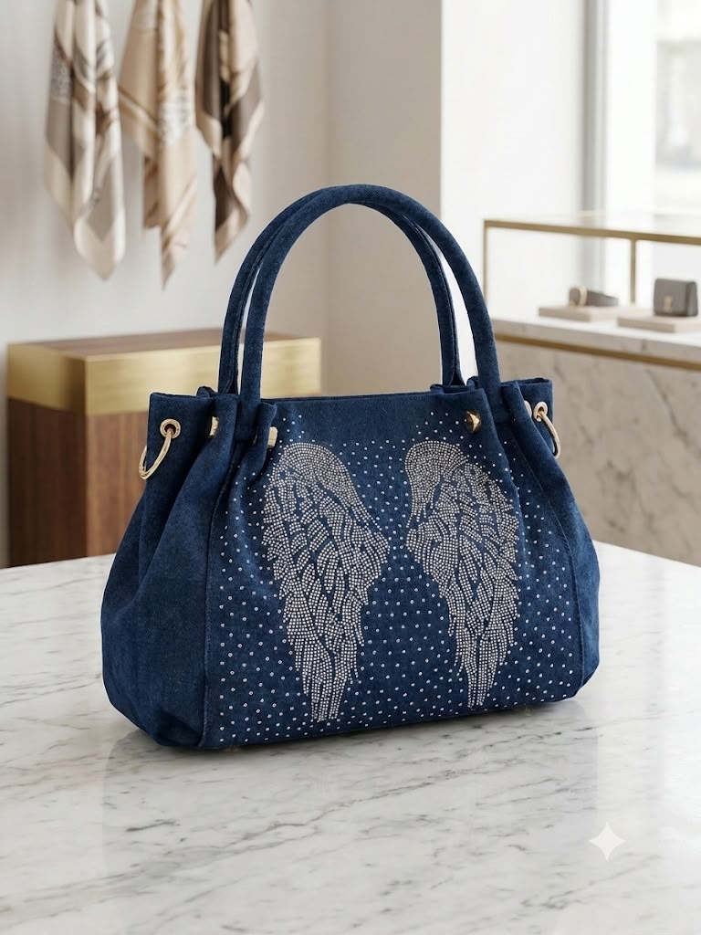 Denim feather Bag