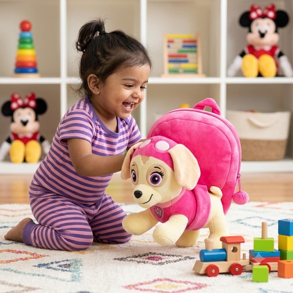 2 in 1 kids paw petrol plush backpack