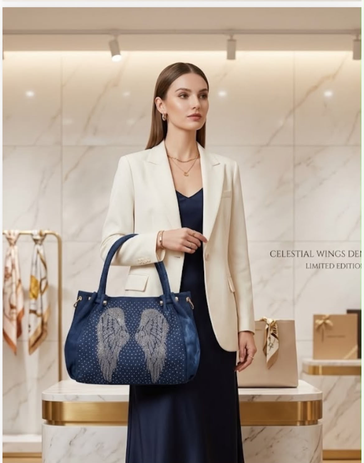 Denim feather Bag