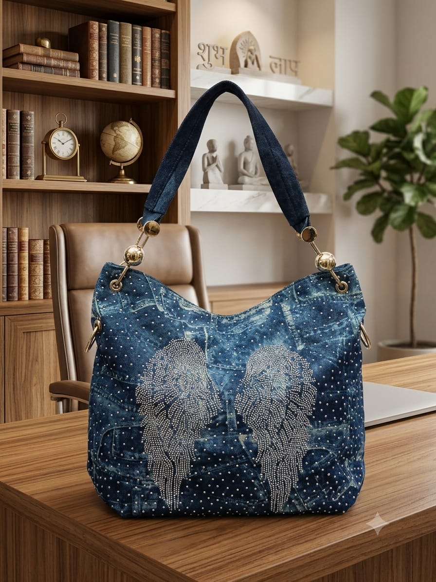 Denim Angel Wings Hobo Bags