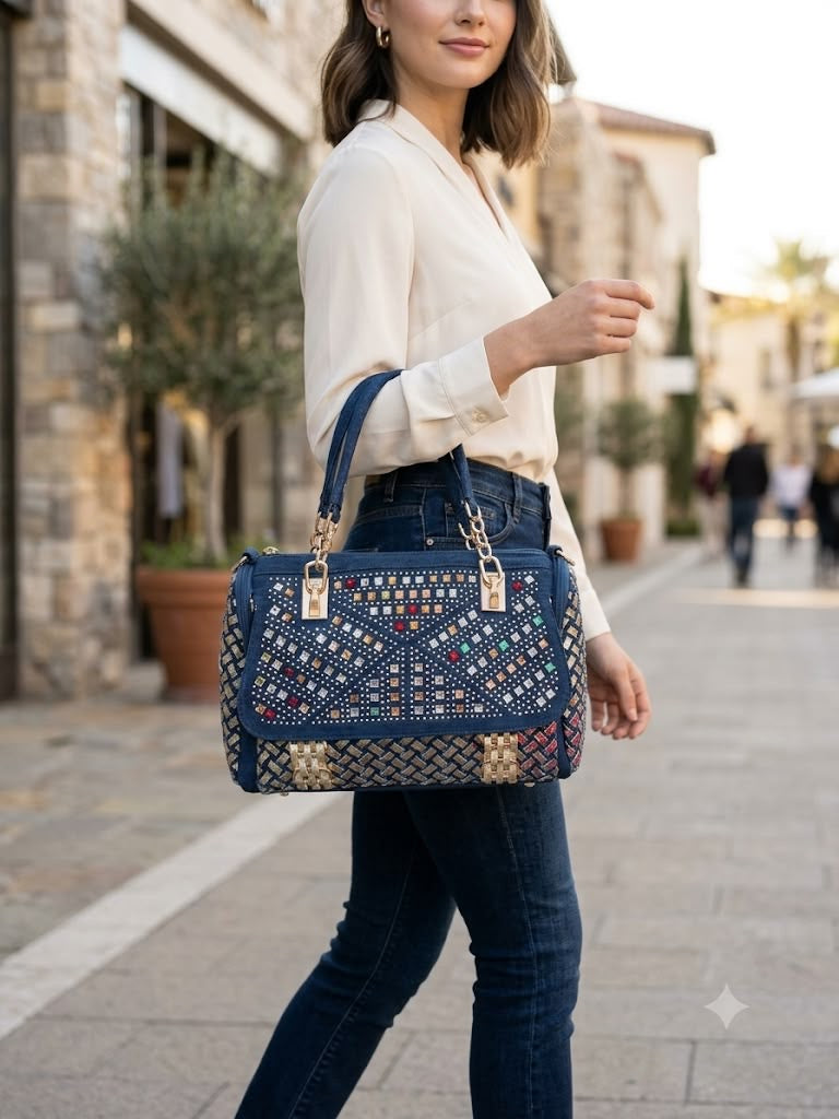 Denim Embellished Bag