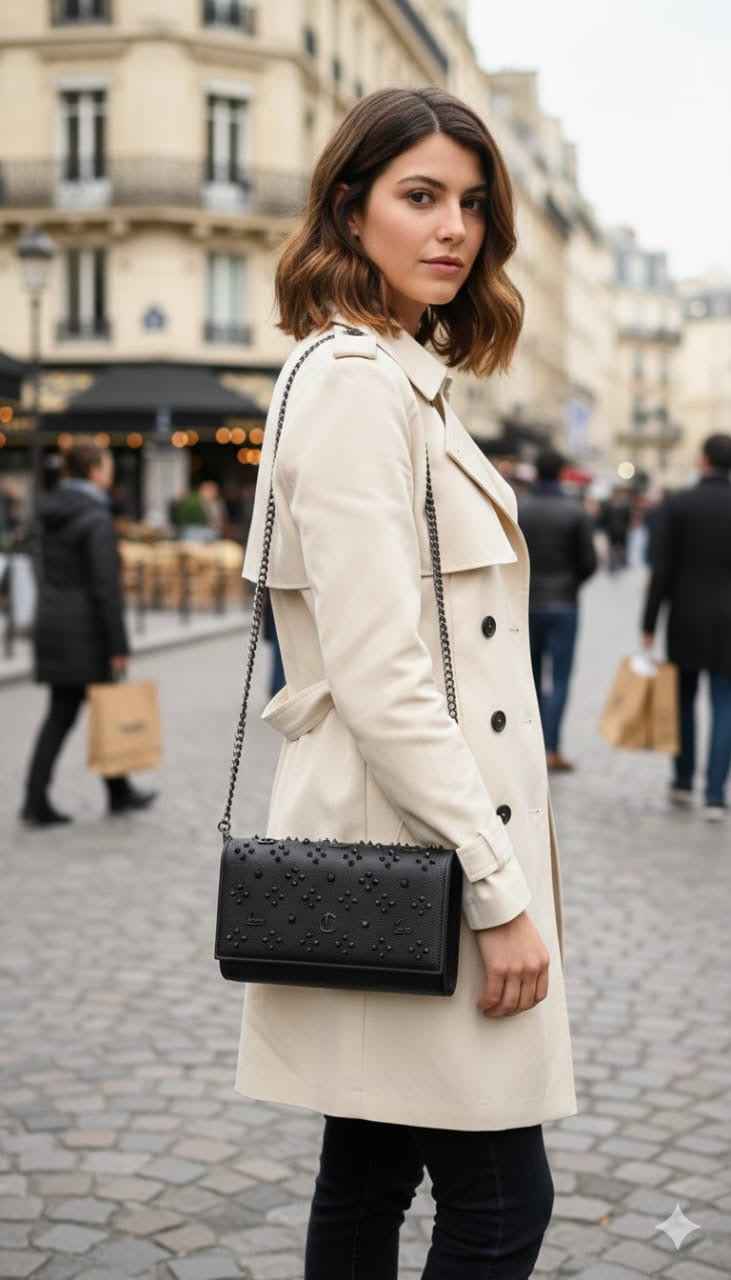LouB Stud Clutch &amp; Shoulder Bag – Black Designer