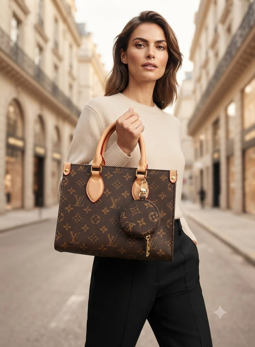 Luxury tote with coin pouch