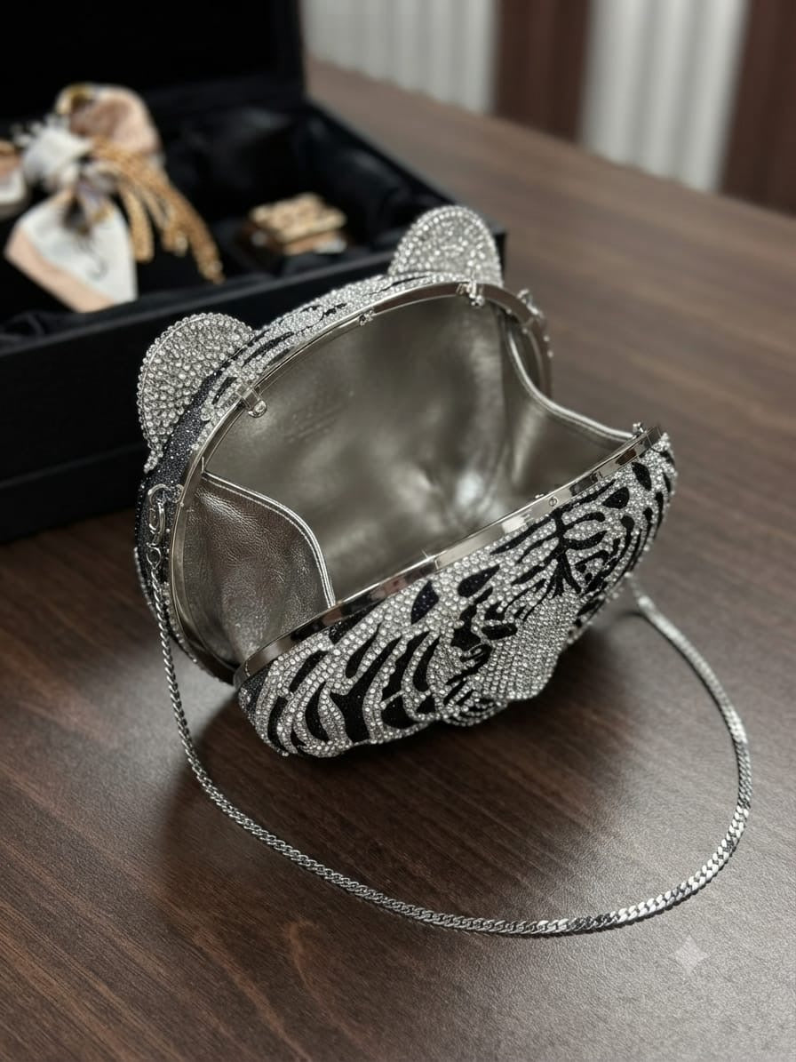 Tiger rhinestone clutch