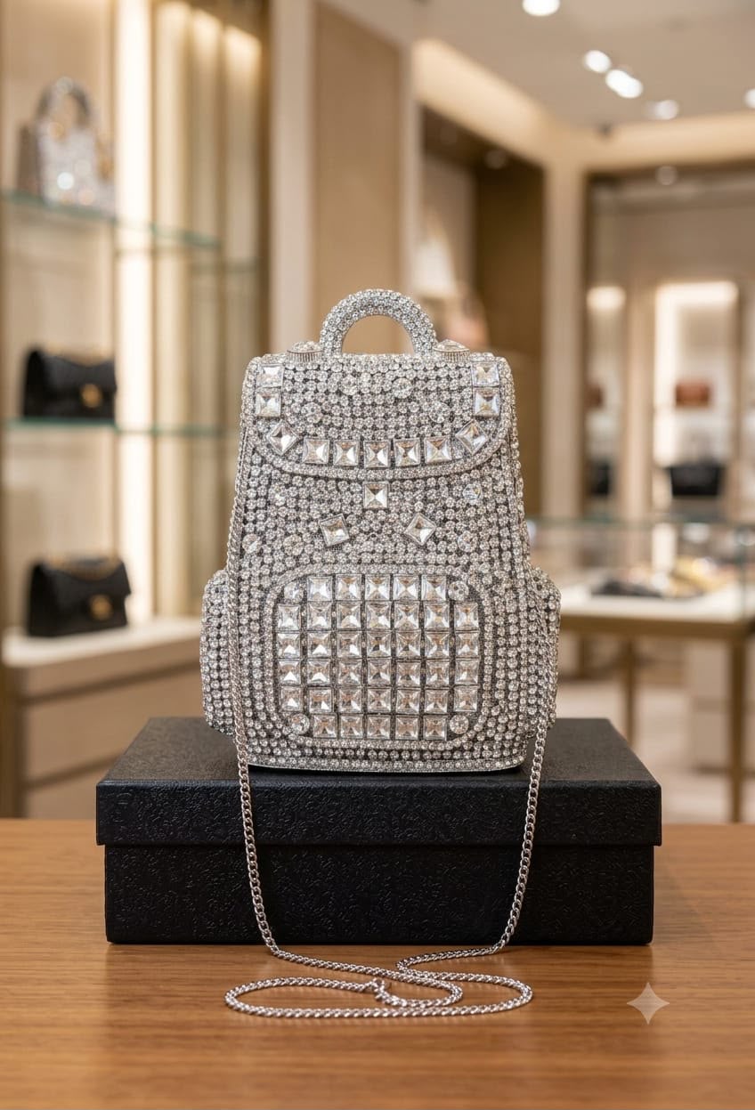 Crystal rhinestone  backpack style clutch