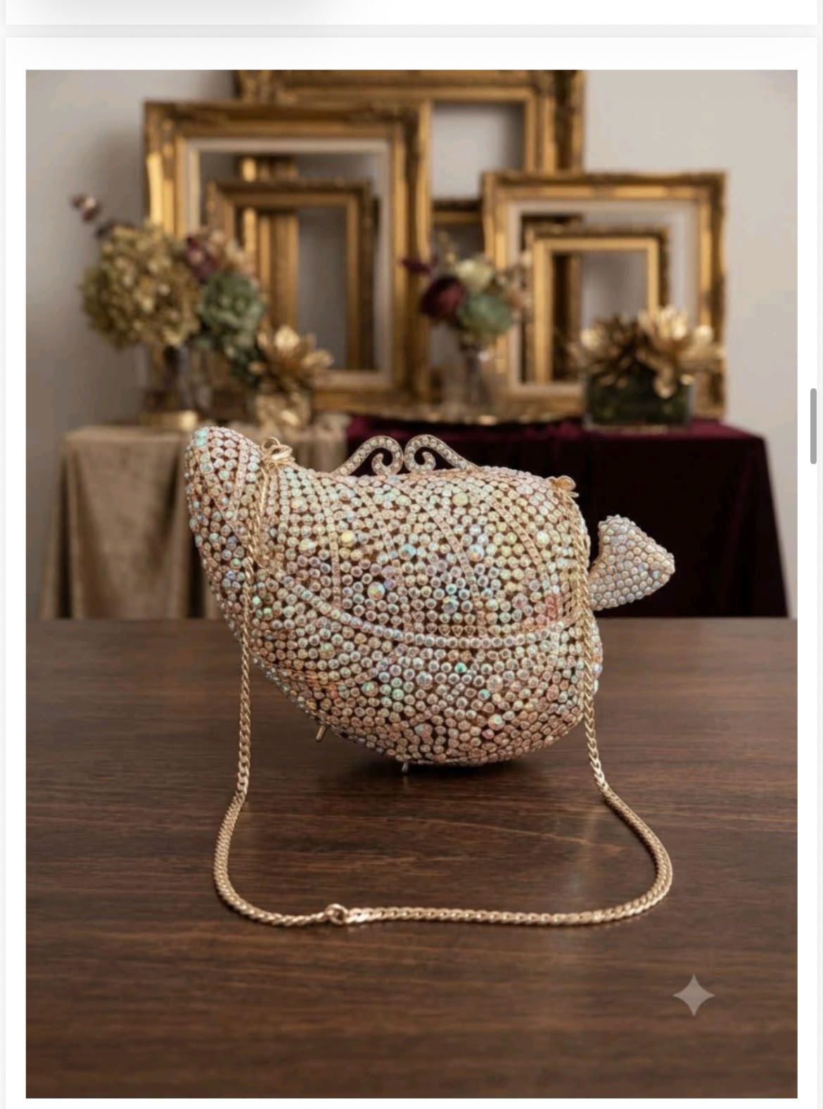 Leaf shape crystal rhinestone clutch
