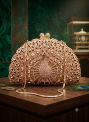 Luxury peacockrhinestone clutch