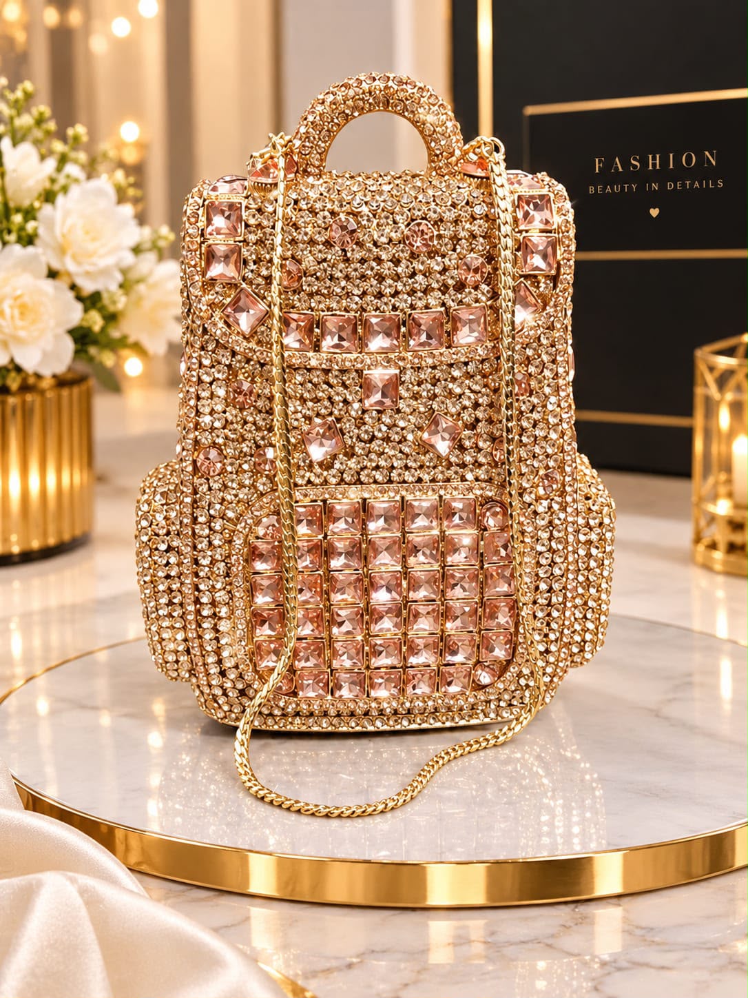 Crystal rhinestone  backpack style clutch