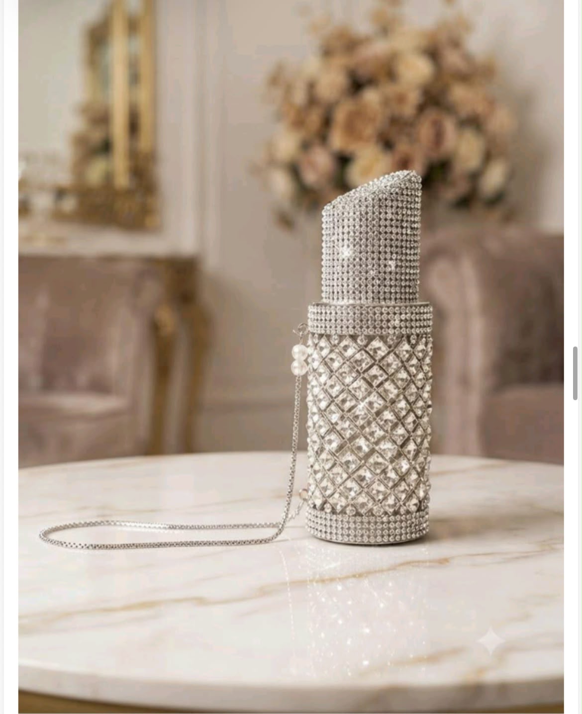 Luxury Lipstick shape crystal rhinestone clutch