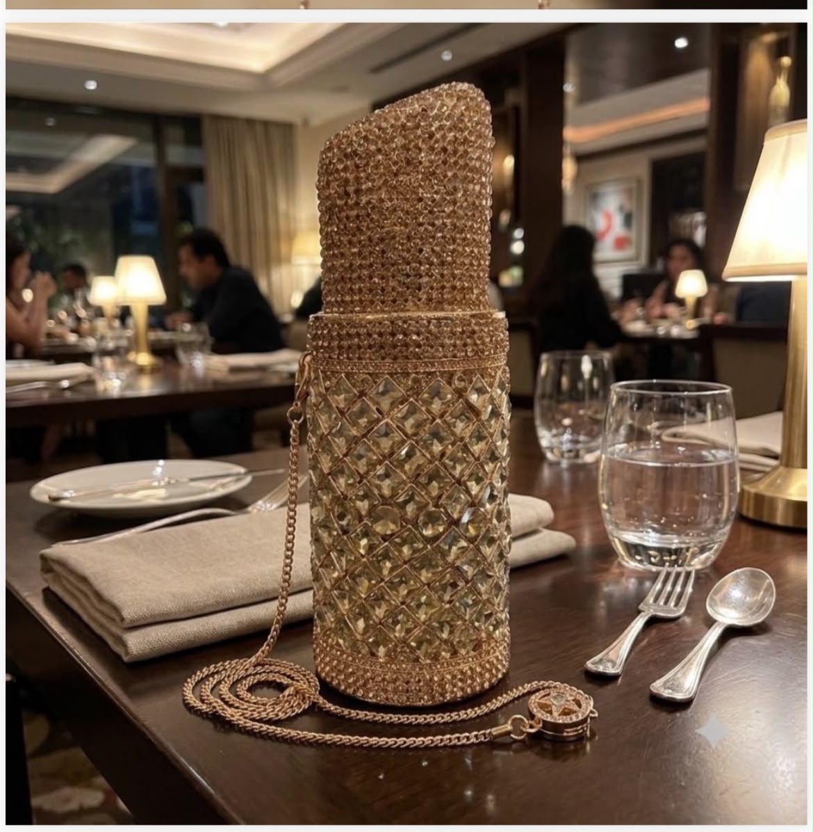 Luxury Lipstick shape crystal rhinestone clutch