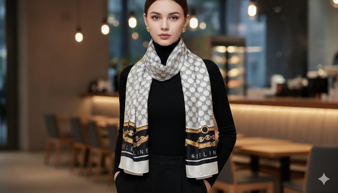 Cel Silk Stoles – Shiny Rectangular Summer Scarves