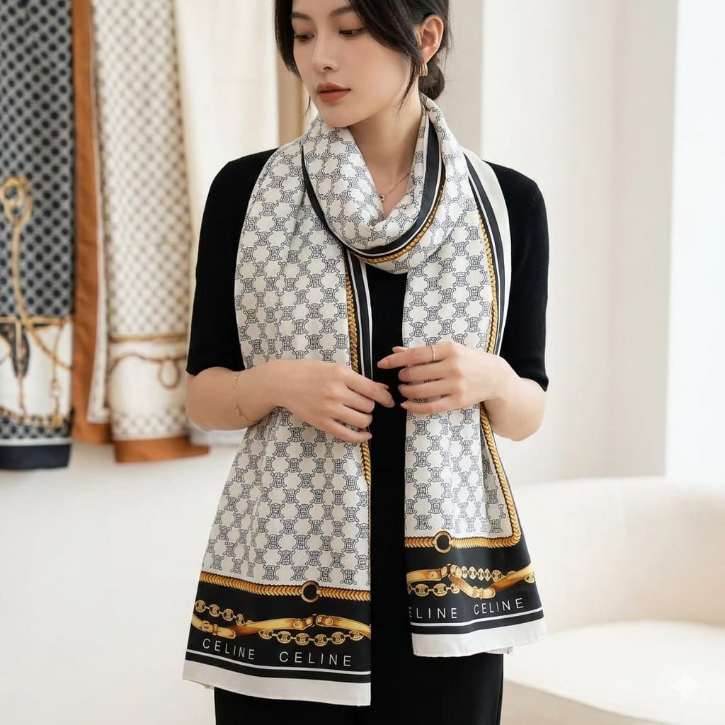 Cel Silk Stoles – Shiny Rectangular Summer Scarves