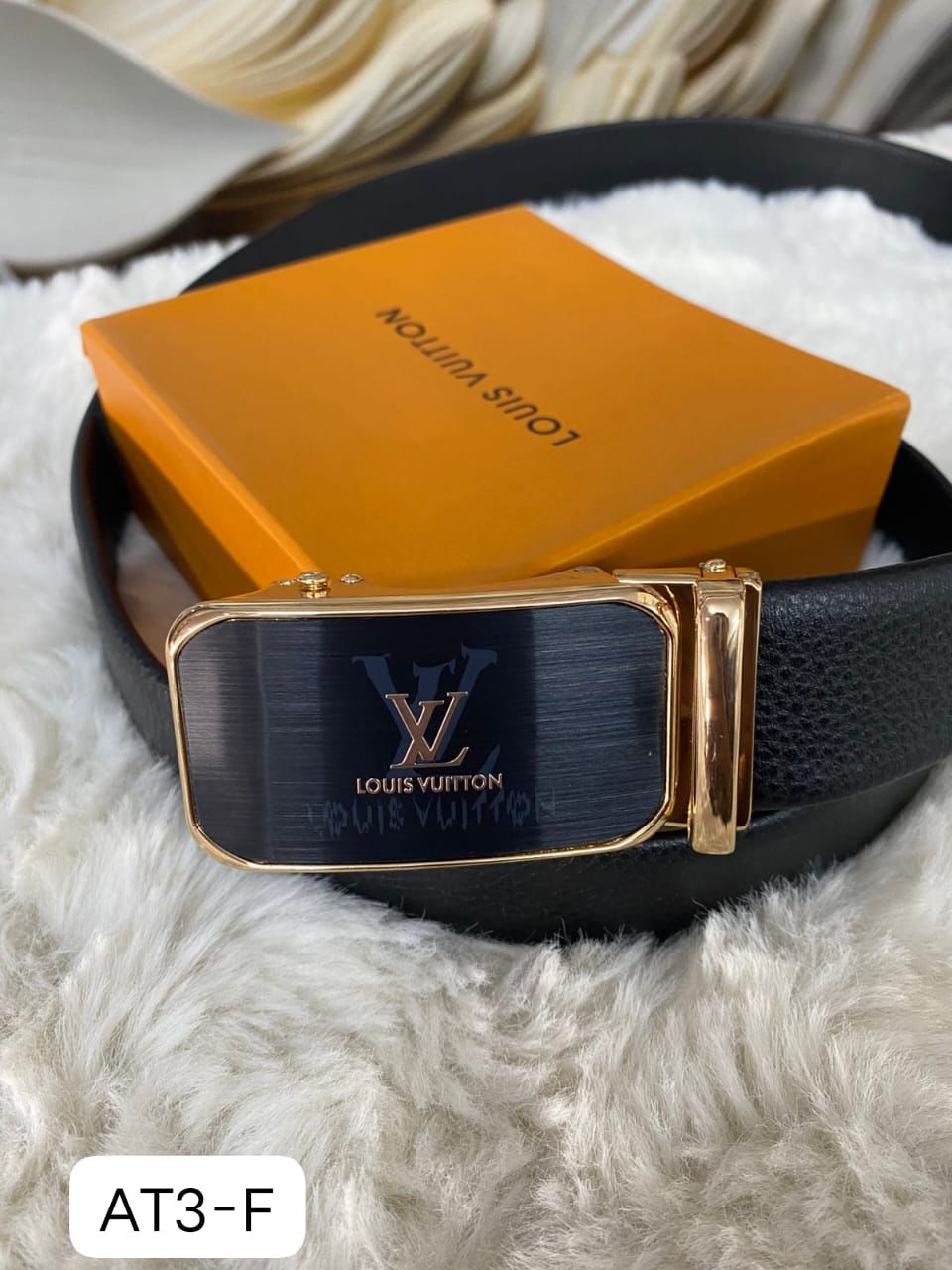 Lou Auto Lock Belt – Premium Leather Designer Belt with Box