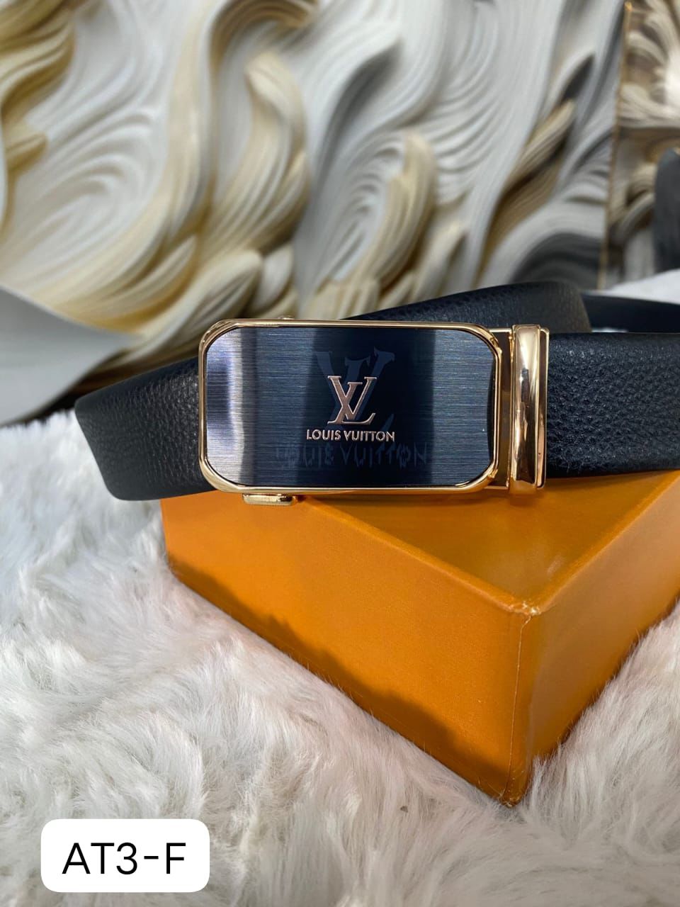 Lou Auto Lock Belt – Premium Leather Designer Belt with Box