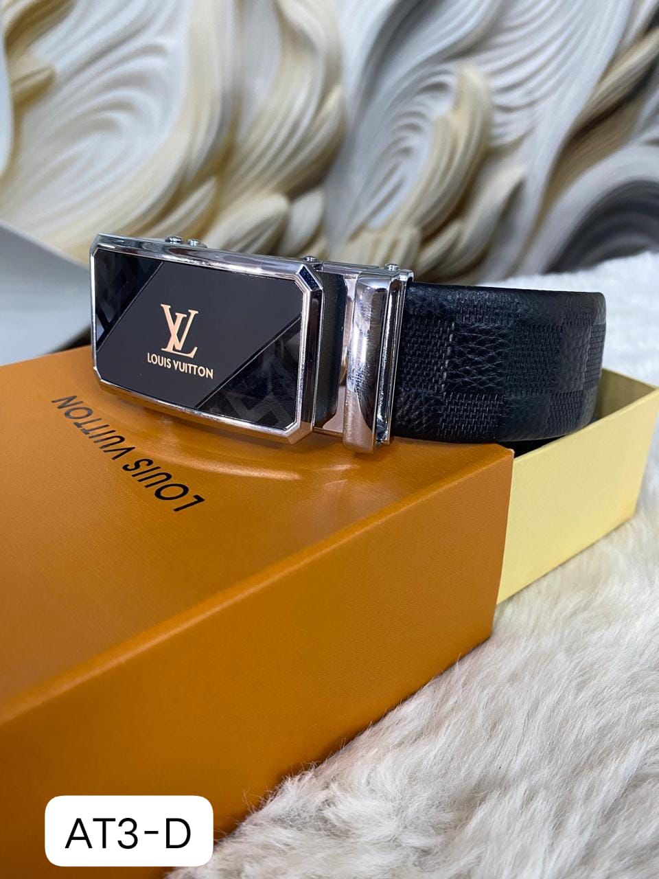 Lou Auto Lock Belt – Premium Leather Designer Belt with Box