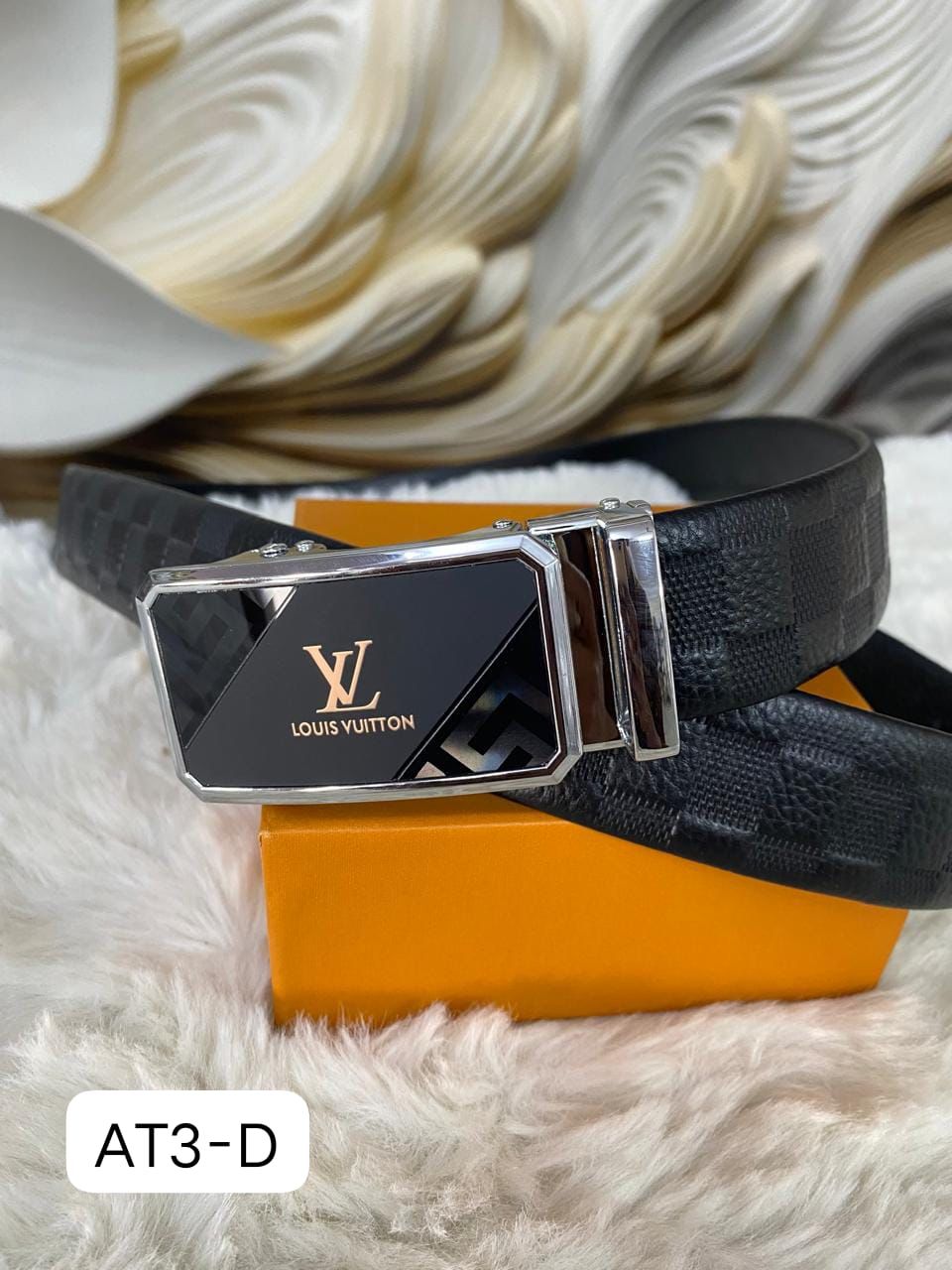 Lou Auto Lock Belt – Premium Leather Designer Belt with Box