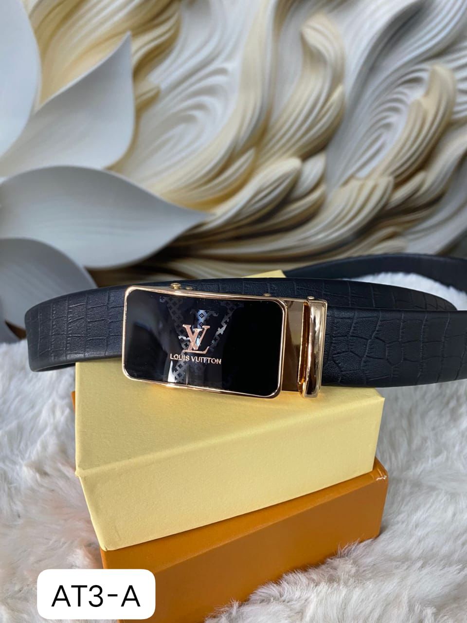 Lou Auto Lock Belt – Premium Leather Designer Belt with Box