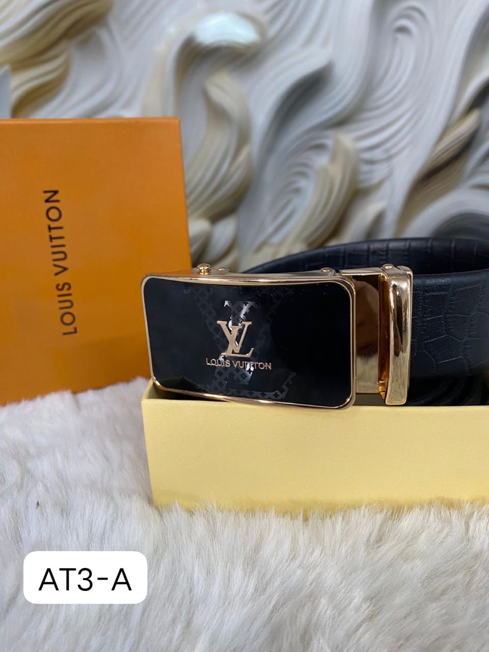 Lou Auto Lock Belt – Premium Leather Designer Belt with Box