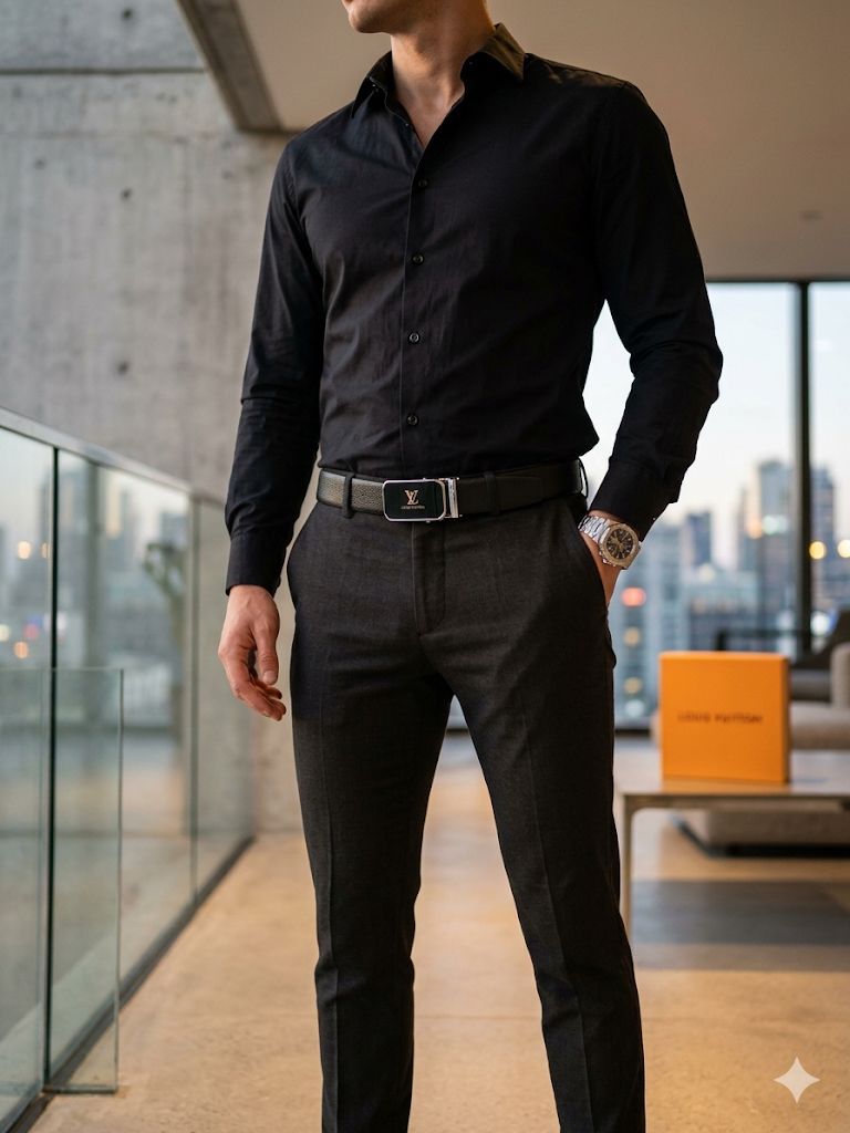 Lou Auto Lock Belt – Premium Leather Designer Belt with Box