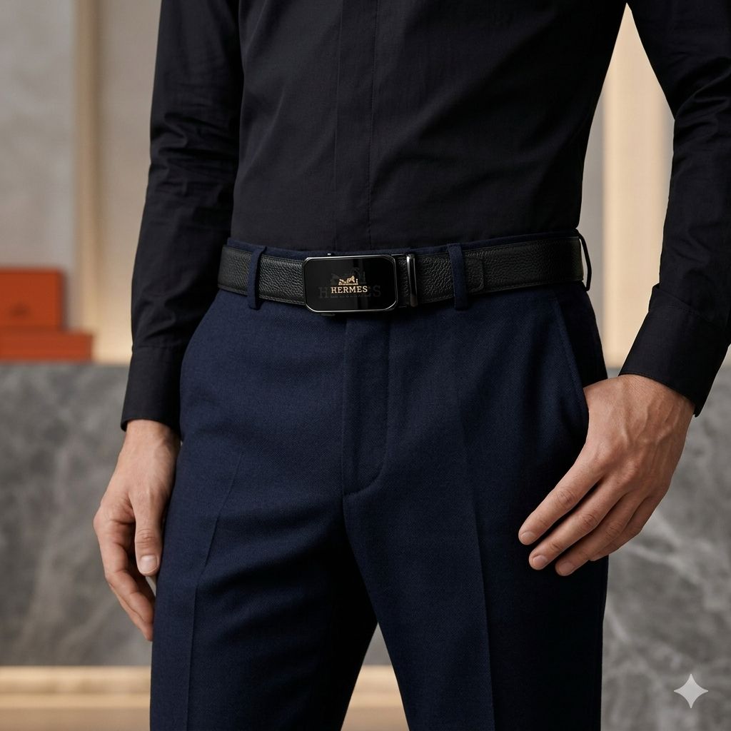 Her Auto Lock Belt – Premium Leather Designer Belt with Box