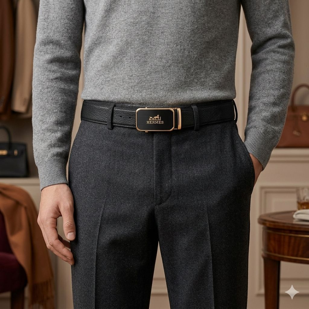 Her Auto Lock Belt – Premium Leather Designer Belt with Box
