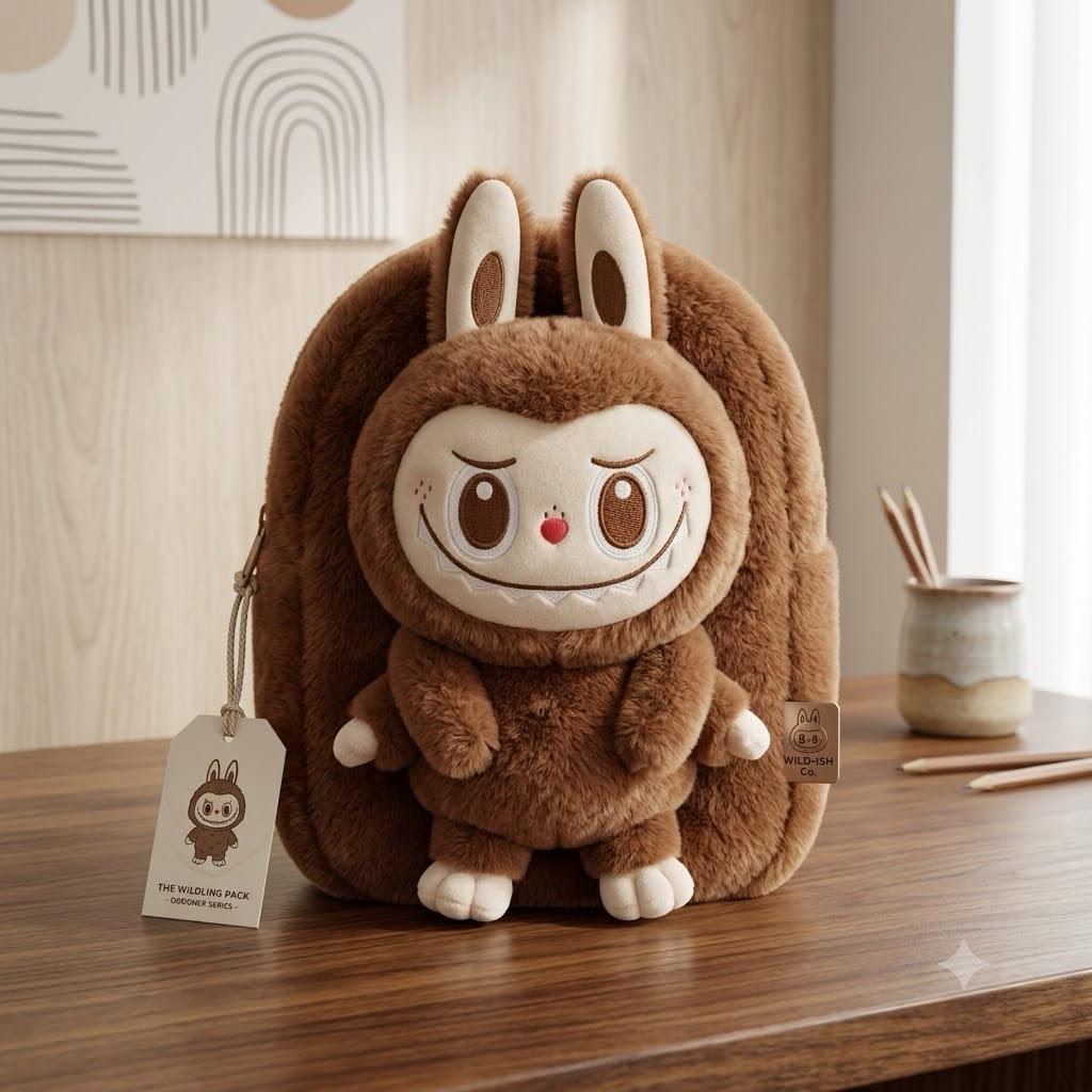 2 in 1 kids plush labubu and pickachu backpack
