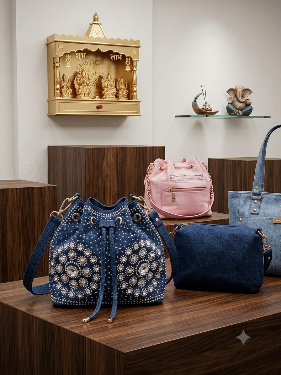 Denim Embellished Bucket