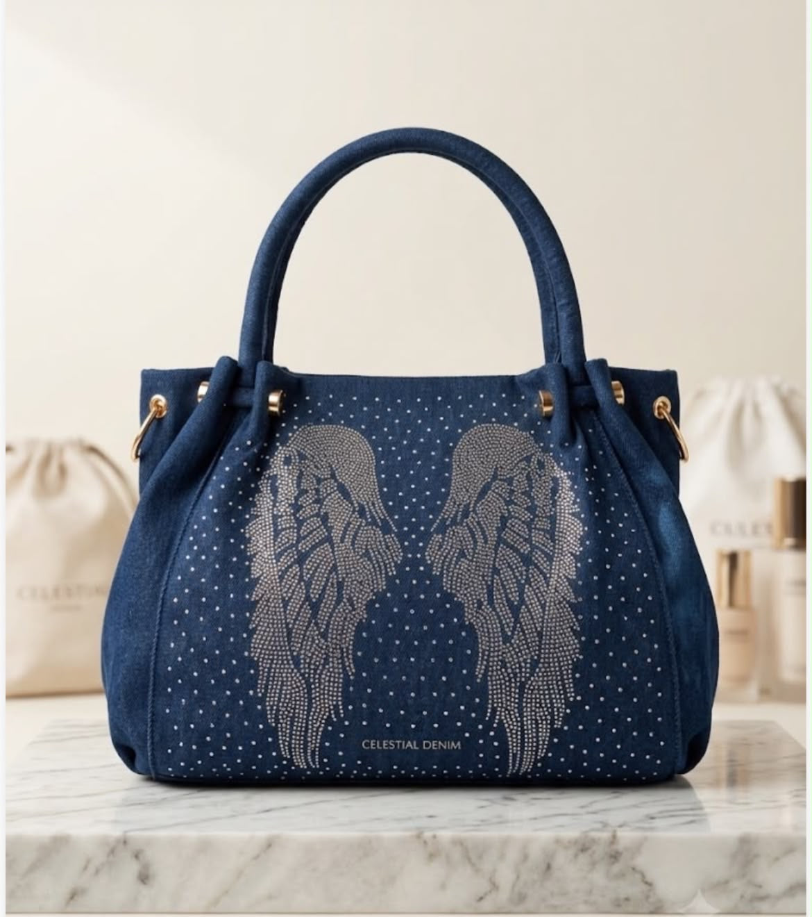 Denim feather Bag