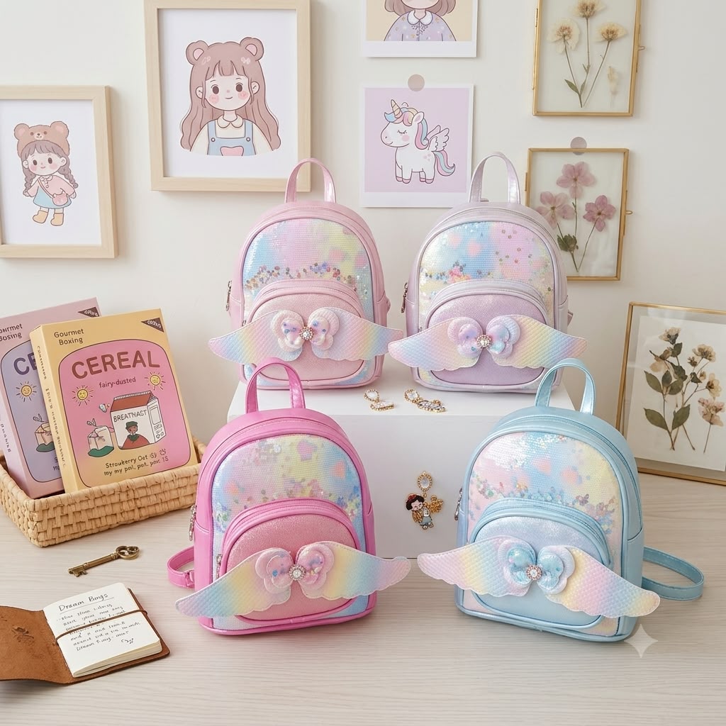 Angel wings sequin backpack for kids