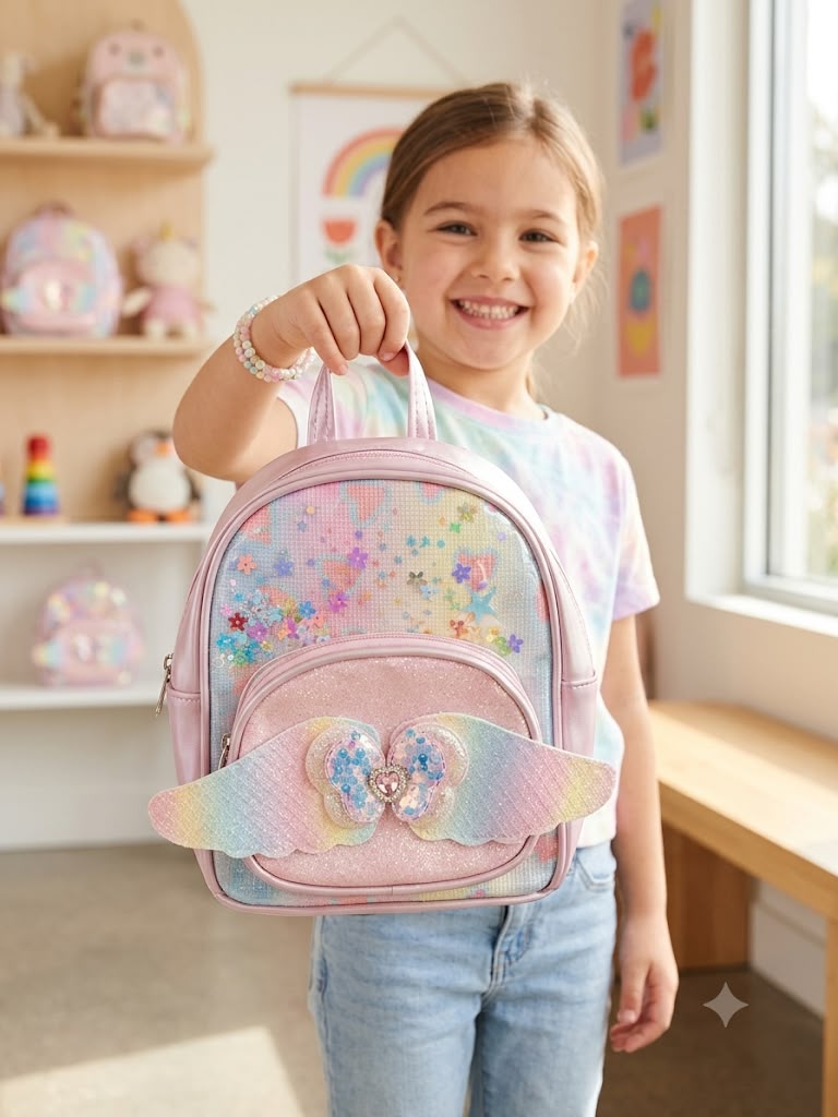 Angel wings sequin backpack for kids