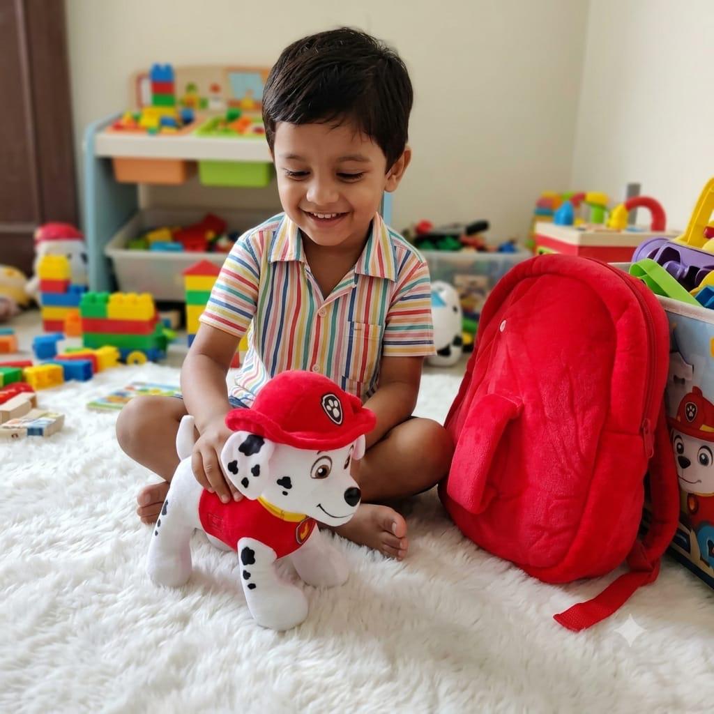 2 in 1 kids paw petrol plush backpack