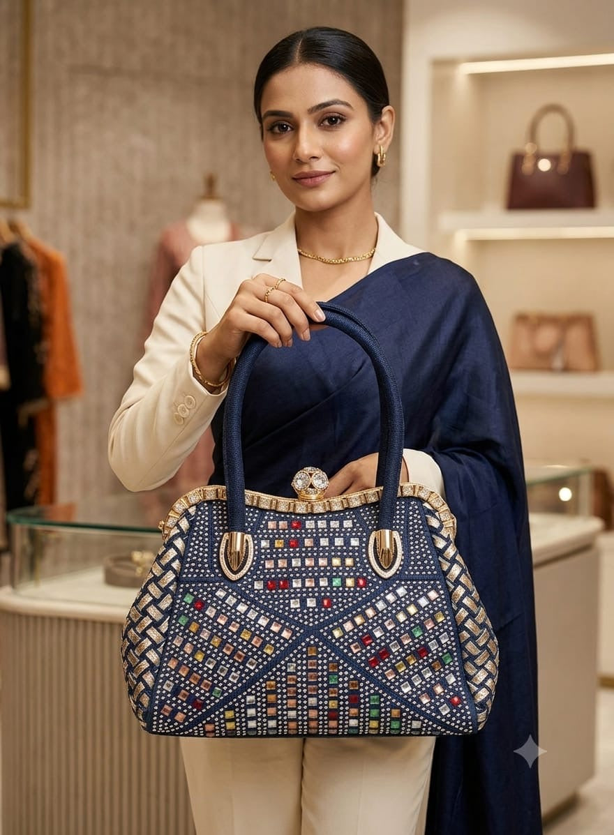 Denim Embellished Bag