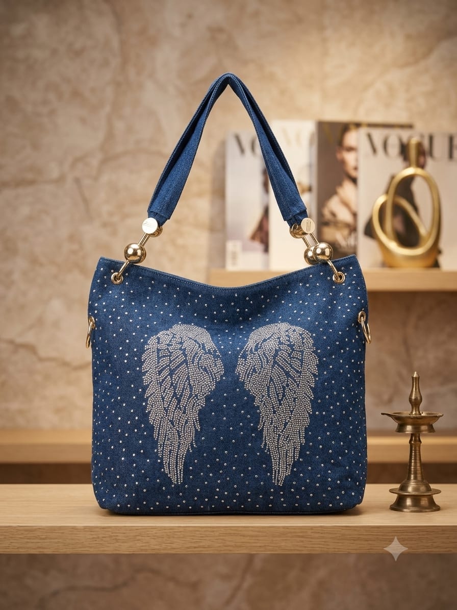 Denim Angel Wings Hobo Bags