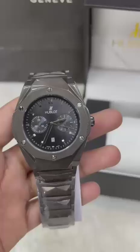 Load video: Hub Automatic Watch for Men – Premium Luxury Self-Winding Watch