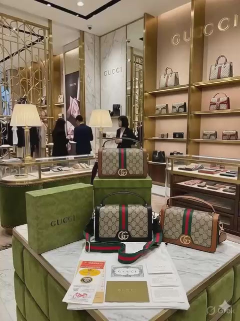 Load video: Guc Shoulder Sling Bag with Top Handle – Luxury Designer Handbag