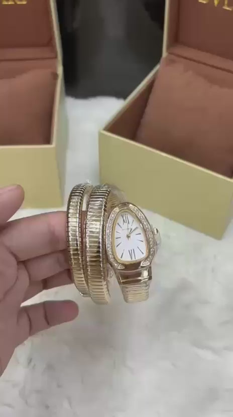 Load video: Bvl Snake Design Watch for Women